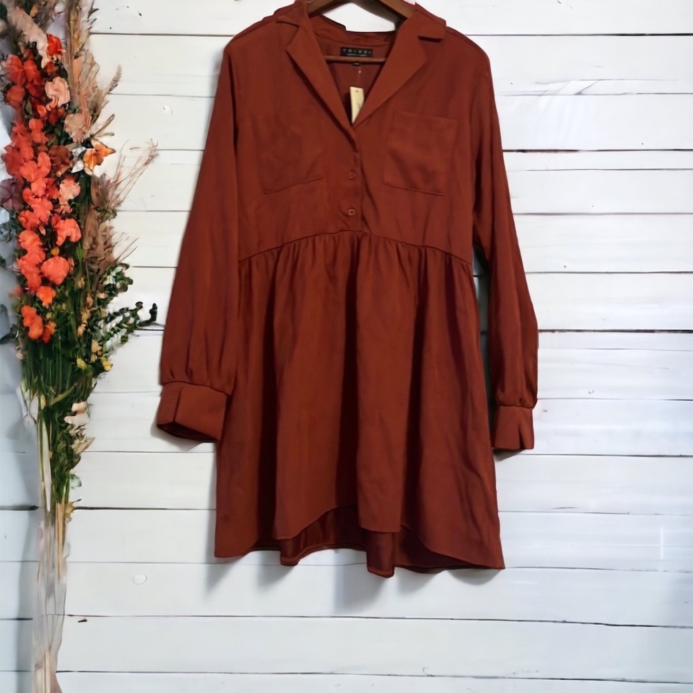 Francesca's Collections Rust Dress - Picture 1 of 8